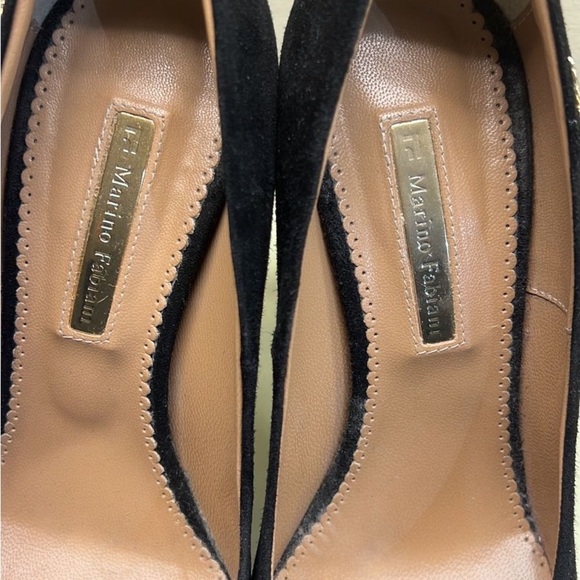 MARINO FABIANI MADE IN ITALY velvet black heel with fur detail - Picture 5 of 6